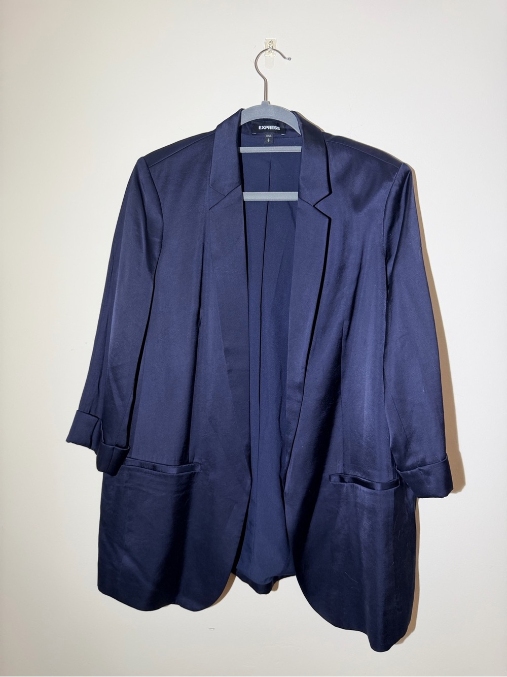 Express Women’s Navy Blue Open-Front Blazer Jacket and Jogger Suit Pants